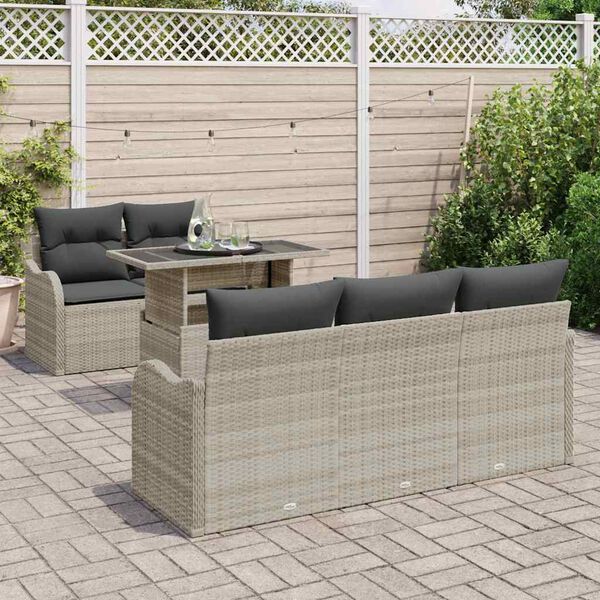 vidaXL Havesofa Sæt 6 pcs Lysegrå 100 x 55 x 73 cm Poly rattan