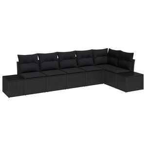 vidaXL Havesofa S&aelig;t med opbevaring 6 pcs Sort polyrattan