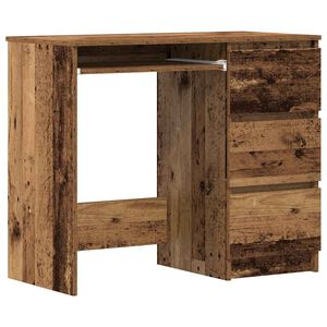 vidaXL skrivebord 90x45x76 cm konstrueret tr&aelig; gammelt tr&aelig;look