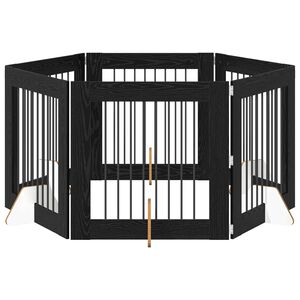 vidaXL Hundehegn med stativer 6 pcs Sort eg 80 x 80 cm Konstrueret tr&aelig;