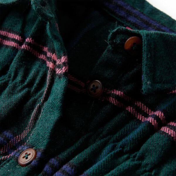 Langærmet kjole til børn str. 104 flæser mørkegrøn