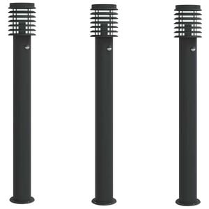 vidaXL udend&oslash;rs standerlamper 3 stk. sensor 110 cm rustfrit st&aring;l sort