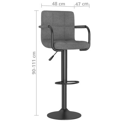 vidaXL barstole 2 stk. stof lysegrå