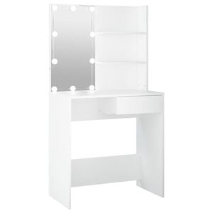 vidaXL makeupbord med LED-lys 74,5x40x141 cm hvid