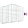 vidaXL buede gabionkurve 5 stk. 200x30x120/140 cm galvaniseret jern