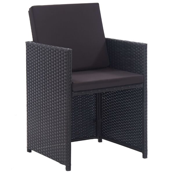 vidaXL udendørs spisebordssæt 15 dele med hynder polyrattan sort