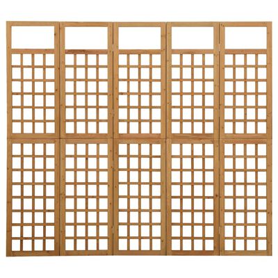 vidaXL 5-panels rumdeler/espalier 201,5x180 cm massivt grantræ