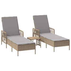 vidaXL Liggestol med pude 2 pcs Beige 35 x 35 x 32cm polyrattan