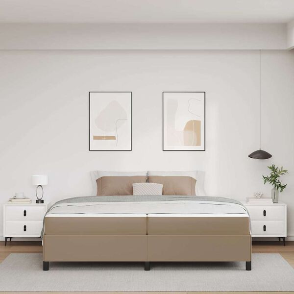 vidaXL Sengestel med madras Cappuccino 200 x 200 cm Stof