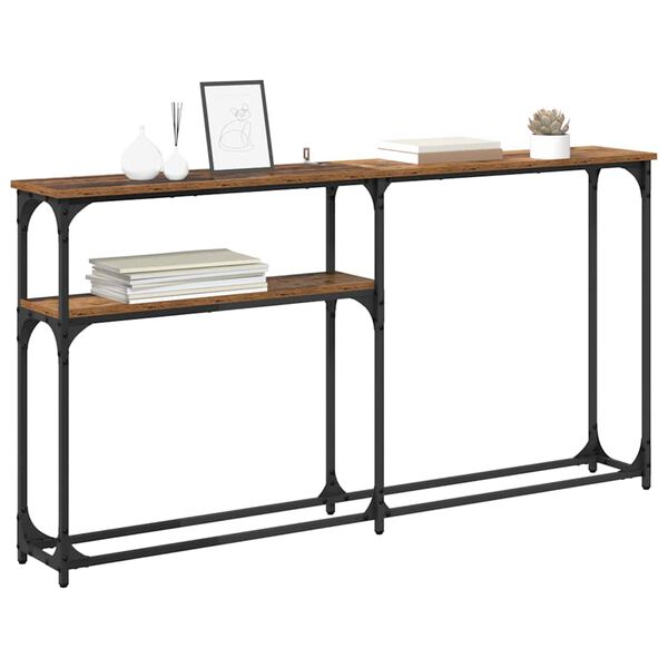 vidaXL Konsolbord Gammelt tr&aelig; 145x22.5x75cm Konstrueret tr&aelig;