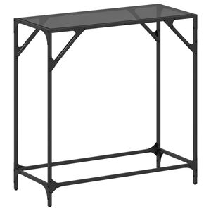 vidaXL konsolbord med sort glastop 80x35x81 cm st&aring;l