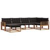 vidaXL Udend&oslash;rs sofagruppe 6 pcs Naturlig og sort Massivt Akacietr&aelig;