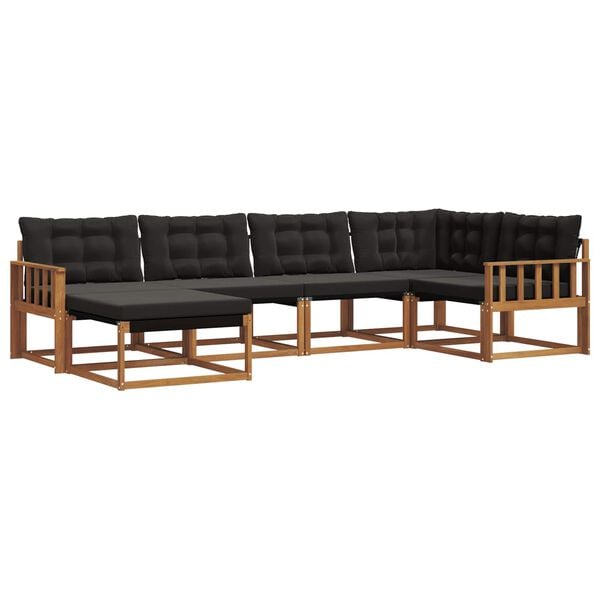 vidaXL Udend&oslash;rs sofagruppe 6 pcs Naturlig og sort Massivt Akacietr&aelig;