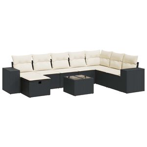 vidaXL sofas&aelig;t til haven 9 dele med hynder polyrattan sort