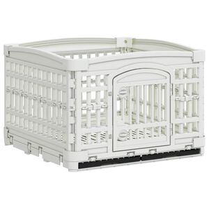 vidaXL 4-panelers hunde legegrind 122 x 106,5 x 82 cm Plastik Hvid