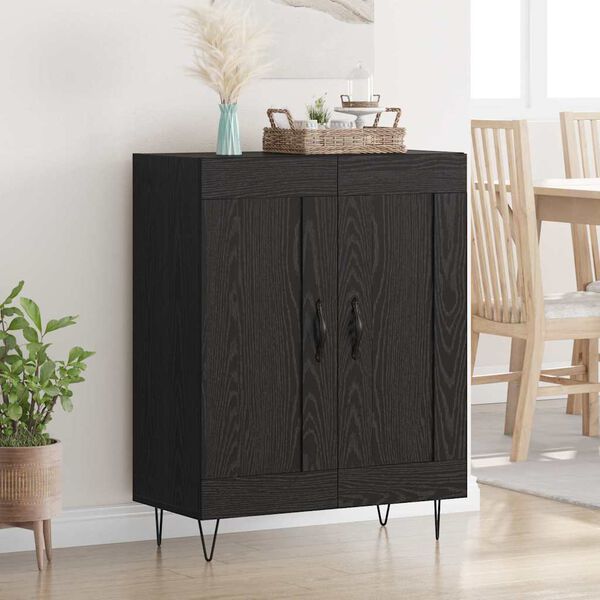 vidaXL Sideboard Sort eg 69,5 x 34 x 90 cm Ingeni&oslash;rt tr&aelig; og jern