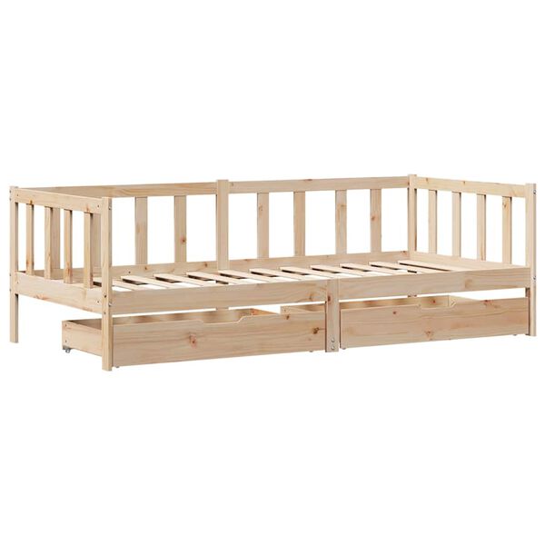 vidaXL daybed med skuffer 90x190 cm massivt fyrretr&aelig;