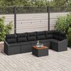 vidaXL Havesofa S&aelig;t med pude 7 pcs Sort polyrattan