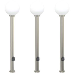 vidaXL pullertlamper med stikkontakt 3 stk. 120 cm rustfrit st&aring;l IP44