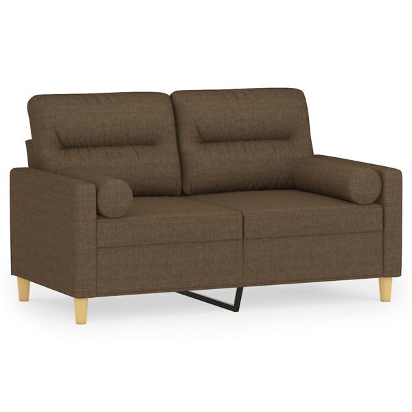 vidaXL 2-personers sofa med puder og hynder 120 cm stof brun