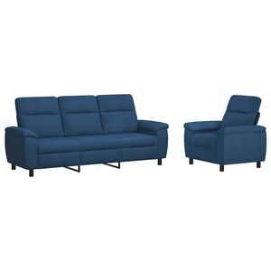 vidaXL Sofa S&aelig;t 2 pcs Bl&aring; Stof