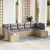 vidaXL Havesofa S&aelig;t med pude 7 pcs Beige polyrattan