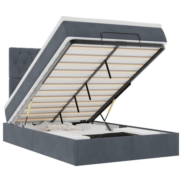 vidaXL osmannisk sengeramme med madrasser 120x190 cm fl&oslash;jl m&oslash;rkegr&aring;