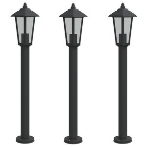 vidaXL udend&oslash;rs standerlampe 3 stk. 80 cm rustfrit st&aring;l sort
