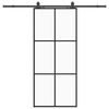 vidaXL skyded&oslash;r med hardwares&aelig;t 90x205 cm ESG glas sort