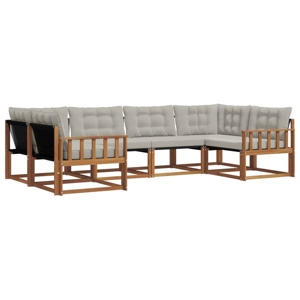 vidaXL Udend&oslash;rs sofagruppe med pude 6 pcs Naturlig og Lys Gr&aring;