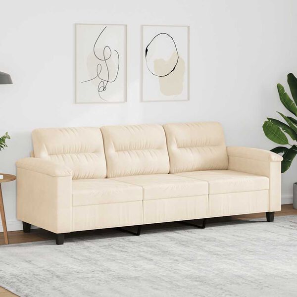 vidaXL 3-personers sofa 180 cm mikrofiberstof beige