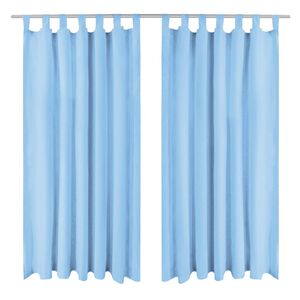 vidaXL gardiner i mikro-satin 2 stk. med l&oslash;kker 140 x 175 cm turkis