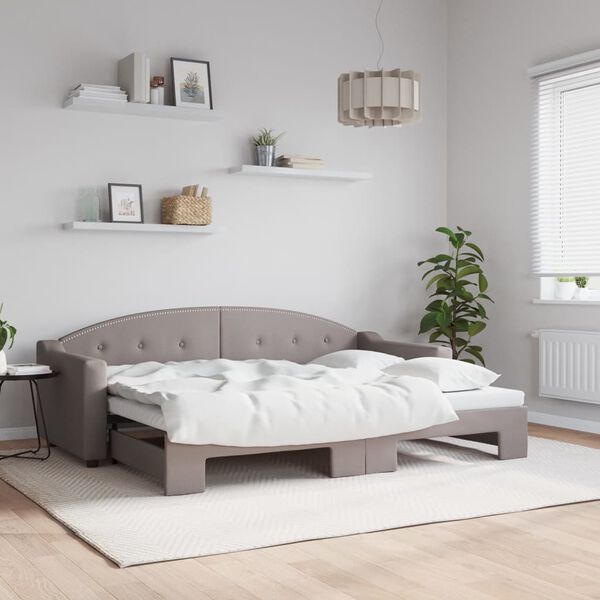 vidaXL daybed med udtr&aelig;k 80x200 cm stof gr&aring;brun