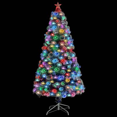 vidaXL kunstigt juletræ med lys 120 cm fiberoptisk hvid og blå