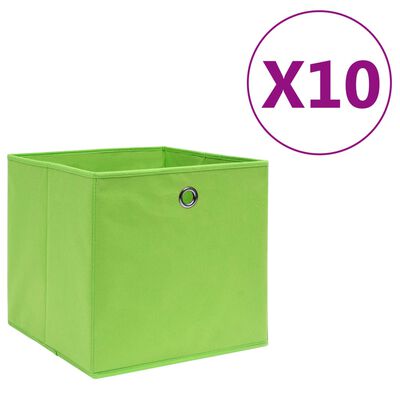 vidaXL opbevaringskasser 10 stk. ikke-vævet stof 28x28x28 cm grøn