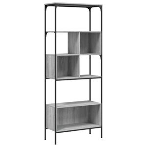 vidaXL bogreol 76x33x188,5 cm 5 hylder konstrueret tr&aelig; gr&aring; sonoma-eg
