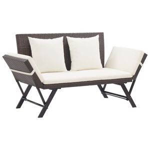 vidaXL haveb&aelig;nk med hynder 176 cm polyrattan brun
