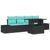 vidaXL Sofa S&aelig;t 5 stk. 4-Antal s&aelig;der Sort og Bl&aring; polyrattan