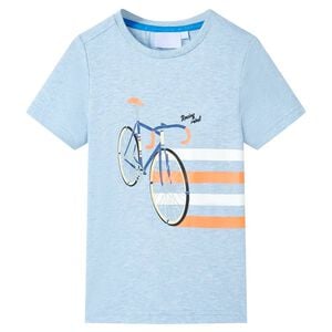 vidaXL T-shirt til b&oslash;rn str. 104 bl&aring;meleret
