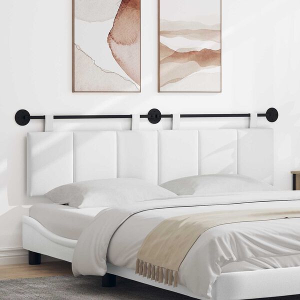 vidaXL H&aelig;ngende Hovedgavl V&aelig;gmonteret Hvid 190 x 55 x 5 cm Stof