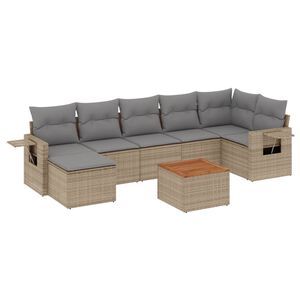 vidaXL sofas&aelig;t til haven 8 dele med hynder polyrattan beige
