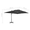 vidaXL fritst&aring;ende haveparasol med aluminiumsstang 400x300 cm antracit