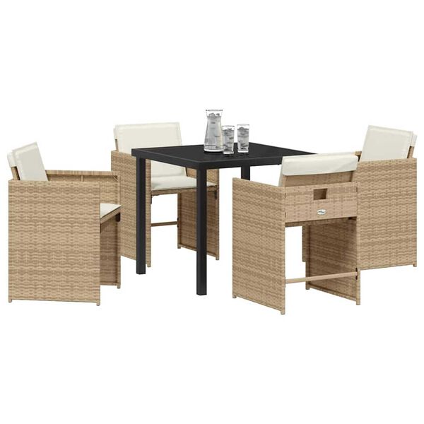 vidaXL Have Spisebordss&aelig;t 5 pcs Beige polyrattan