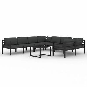 vidaXL lounges&aelig;t til haven 9 dele med hynder aluminium antracitgr&aring;