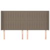vidaXL sengegavl med kanter 163x16x118/128 cm stof gr&aring;brun