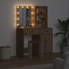 vidaXL Makeupbord s&aelig;t med LED 2 pcs Artisan Egetr&aelig; Konstrueret tr&aelig;