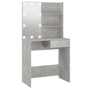 vidaXL makeupbord med LED-lys 74,5x40x141 cm betongr&aring;