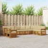 vidaXL Sektionalsofa s&aelig;t 10 pcs Naturlig og Beige Massivt Akacietr&aelig;