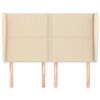 vidaXL sengegavl med kanter 147x23x118/128 cm stof cremefarvet