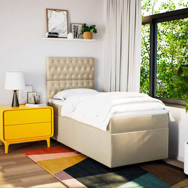 vidaXL kontinentalseng med madras 80x200 cm stof cremefarvet